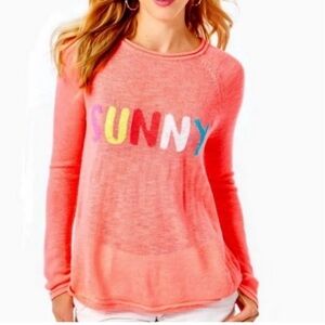 Lilly Pulitzer Womens Danette SUNNY Sweater Medium - Papaya Punch  $138 NWT NEW